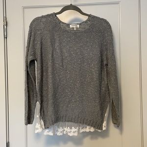 Lace Trim Gray Sweater
